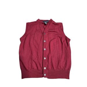 Toscano  Burgundy 100% Merino Wool   buttoned vest Made in Italy Size Xl